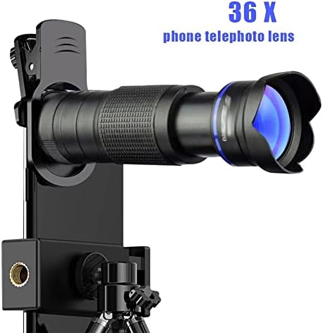 ZHYH 4 в 1 Телеобектив за телефонна камера с 36-кратно увеличение, комплект обективи за макро Рибешко око с широк ангел (Цвят: D)