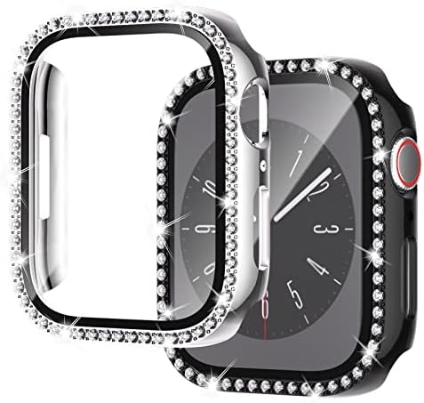 Калъф Nxtudy за Apple Watch SE 2022 Series 6 5 4 SE 2019 със защитно фолио за дисплея, 2 опаковки, твърди броня от КОМПЮТЪР, Лъскав калъф