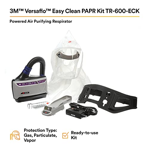 3M Респиратор PAPR, Комплект респираторов за пречистване на въздуха на базата на Versaflo, TR-600-ECK, Лесно почистване,