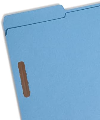Папка за файлове с цип Smead, 2 скрепителни елементи, Подсилени с издърпване 1/3 парче, Стандартен размер, Синя, 50 за кутия (17040)