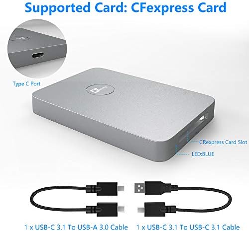 Четец на карти CFexpress Type B USB 3.1 Gen 2 10 gbps четец на карти Cfexpress Type B, Преносим Алуминиев Адаптер за карта с памет CFexpress Thunderbolt С 3 Порта за Свързване