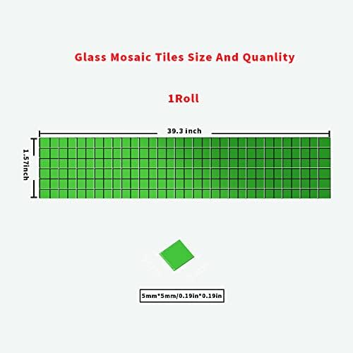 2 ролка 1,58 см 39 см Самозалепващи Истински Зелени Стъклени Огледала Теракотни Плочки Стикер за Занаятчийски Квадратни
