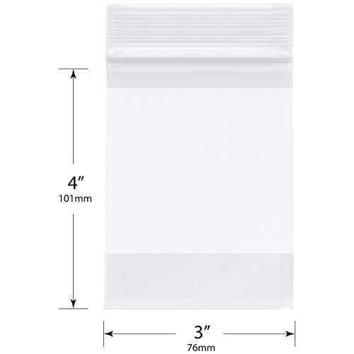 Отново закрываемые найлонови торбички Plymor джоб с бял блок, 2 Милиона, 3 x 4 (опаковка по 100 броя)