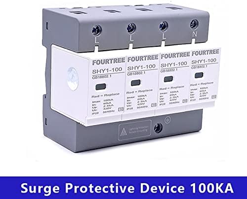 LIUGOU 1 бр. устройство за защита от пренапрежение SPD AC 3P + N 40 ~ 80KA 60KA ~ 100KA 385 В 420 за защита от мълнии за дома (Размер: 4P 385 ac, цвят: 60-100 Ка)