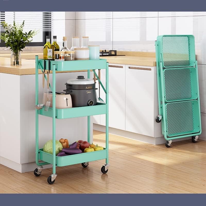 Метална 3-нива сгъваема количка DANN количка за кухненски рафтове за съхранение (Цвят: D, размер: 78 см. * 45 см)