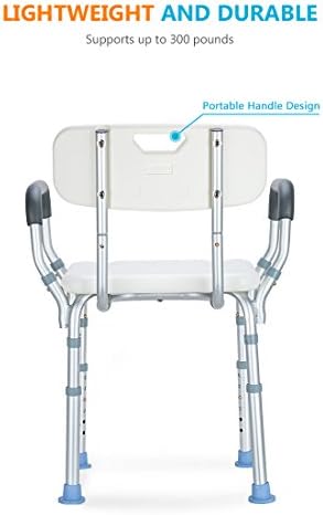 Сверхпрочное стол за душата OasisSpace с облегалка - Стол за баня с подлакътници за инвалиди, пенсионери и възрастни хора - Регулируеми медицински
