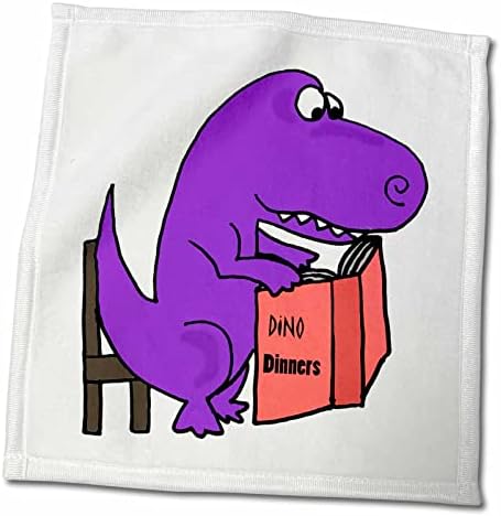 3dRose Забавен Лилав Динозавър тиранозавър рекс Rex, Четене на Готварска книга с Рецепти - Кърпи (twl-201830-3)