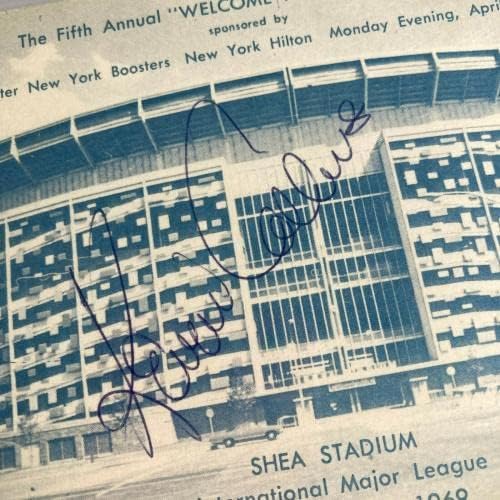 Кевин Колинс Подписани пощенска Картичка със стадиона на Ню Йорк Метс Ши 1969 г., с РЕДКИ Подписите на PSA DNA - MLB Cut
