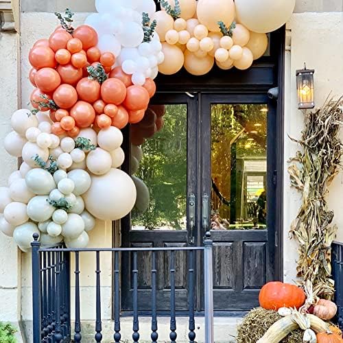 Набор от Гирлянди от Балони Благодаря за декорация на Есенните партита, Оранжево-Бели Кайсиеви балони с Тыквенным Желудем,