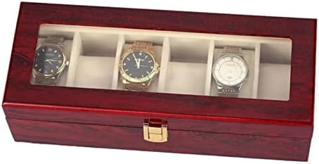 DLOETT 6 Слотове Дървена Кутия за Часовници, Витрина, Органайзер За Съхранение на Бижута, Подарък Кутия за съхранение на Бижута