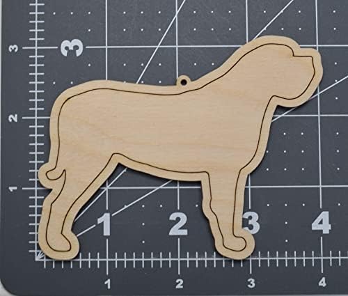 Комплект от 6 Недовършени фигури на английски Мастиф, Изрязани на Лазер От дърво във формата На Украшение за кучета - Произведено в САЩ - Широчина 4 инча