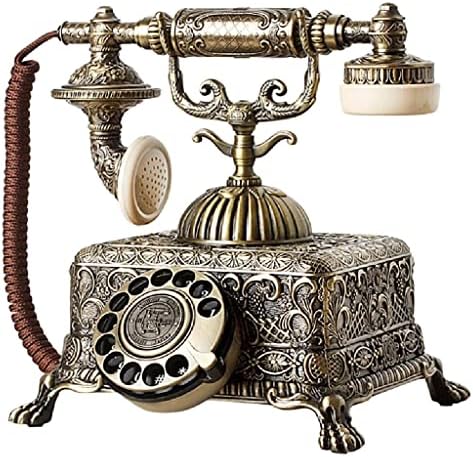 ZSEDP Метален Ретро Антикварен Телефон Старомодна Кабелна Стационарен Телефон с Превръщането Циферблат за Украса на вашия Домашен