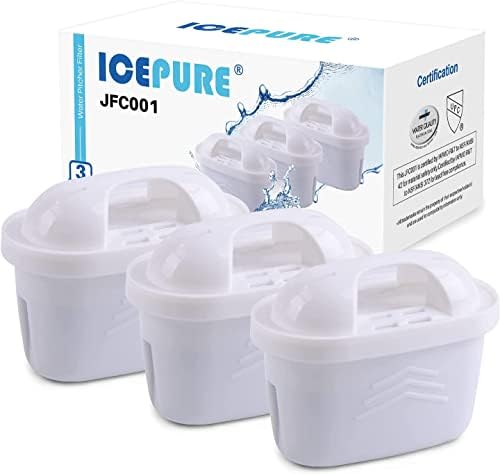 ICEPURE 1001122 Сменяеми филтри за вода Brita Maxtra + Кана, 7-степенна филтрираща система за почистване, Опаковки от 3
