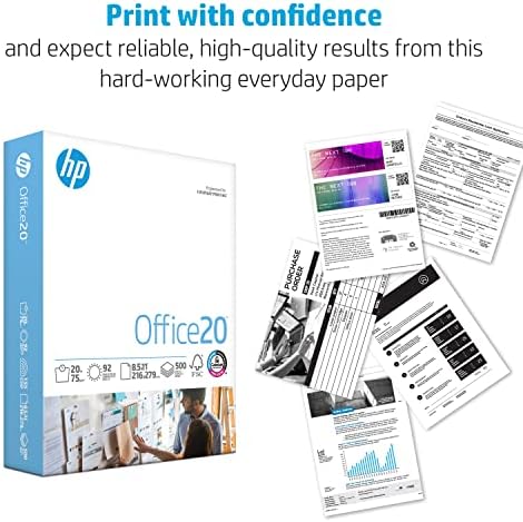 Хартия за принтер HP | 8.5 x 11 | Офис 20 килограма | 1 Опаковка - 500 листа | 92 Ярки | Произведено в САЩ - Сертифициран от FSC | 172160R