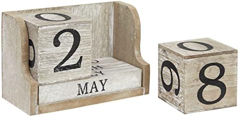 Juvale Дървена Вечен Блок-Календар за маса, Дървени Блокове за Показване на Месечните дати за преподаватели, студенти, Класната стая, Обзавеждане за офис в селски стил