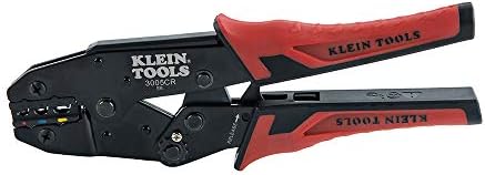 Klein Tools 3005CR Инструмент за кримпване на кабели и 11063 Вата, Нож за Източване на кабели, Тежкотоварни Инструмент за