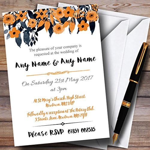 Пощенска картичка Zoo с акварельным черно-оранжеви цветя заглавие, декорирани личната покана на вечерния прием.