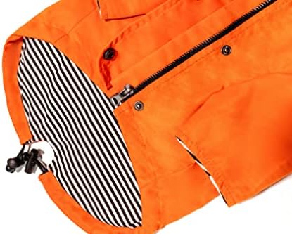 Дъждобран за кучета от Ellie Dog Носете Оранжев цвят, с цип със светлоотразителни копчета, джобове, Водоустойчив, с регулируема завязкой