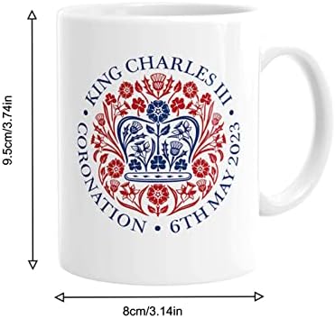 Чаша за Крал Чарлз III, Сребърна Чаша за крал на Великобритания Чарлз III, Сувенири на Коронацию, Чаши за Кафе, за да празнуват Керамична чаша с обем 10,82 Грама за дома, уч