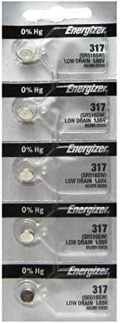 Отделението за единица часа Energizer 317 Button Cell Silver Oxide SR516SW от 5 батерии