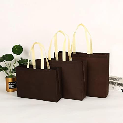 Чанти за пазаруване TOPTIE 100 Pack с потребителски печат за Еднократна употреба за опаковане на дрехи, Подарък опаковка с дръжка-Coffee-L