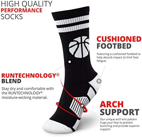 Плетени чорапи до средата на прасците за баскетбол ChalkTalkSPORTS | Класически Баскетболни | в Различни цветове и размери