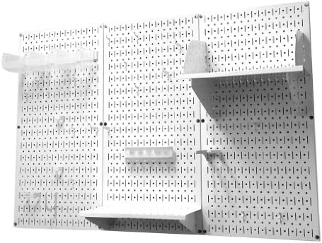 Органайзер за стенните панели за управление на 4 фута. Стандартен набор за съхранение на инструменти Metal Pegboard с Бял панел с инструменти и Бели Аксесоари и комплект о