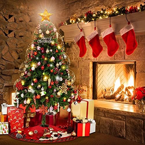 LAWOHO Коледно Дърво Topper Звездна Украса Блестящ Златен Блясък на Метал Фестивал Подарък Дисплей Осветен Прозрачен Декор Звездата на
