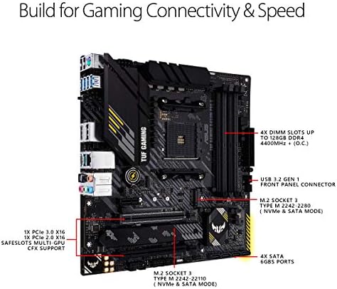 ASUS TUF Gaming B450M-PRO с процесор на AMD AM4 (Ryzen™ 3-то поколение) Детска дънната платка Micro ATX (8 + 2 каскада хранене, 2,5 Gb