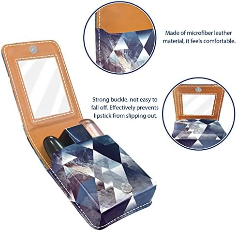 Нещо Червило С Огледало Геометрични Вълна Тропот На Камъни За Устни Блясък Червило Кутия За Съхранение На Притежателя На Преносим Пътуване