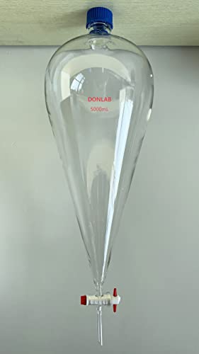 DONLAB EBH-2000 Стъклена 2000 мл/2Л GL45 Конусни Разделителната фуния с Винтовым Гърло и Запушалка от PTFE