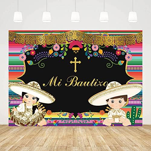 AIBIIN 7x5ft Mi Bautizo Фон За Момчета И Момичета, Мексикански Украса за Кръщение и Бог да ви Благослови Първото Свето Причастие Фон