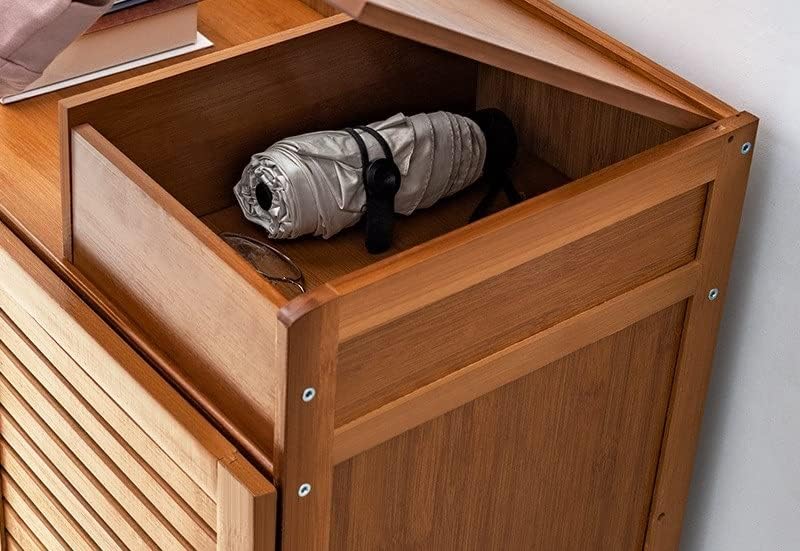 QBREZA Почистване на Багажник Бамбук Шкаф за Обувки Външен Контейнер за Съхранение с Рафтове за Антре Баня Дневна (Цвят: кафяв размер: