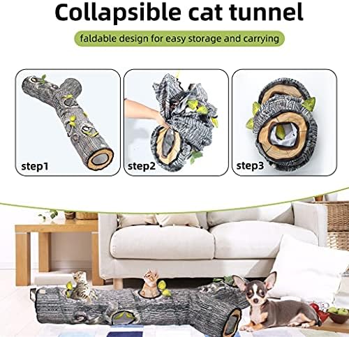 NABIAN Голям Сгъваем Котешки Тунел Cat Play Tunnel Здрав Полиестер Тунел с Шарките на Дървото За Подслон за Малки Домашни Любимци
