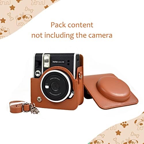 Защитен калъф за фотоапарат MUZIRI KINOKOO, съвместим с камера за миг печат Fuji Instax Mini 40 - Калъф от изкуствена кожа с пагон - Кафяв