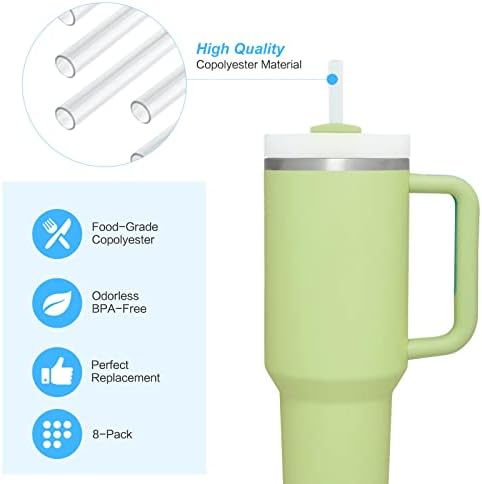 10 X Сменяеми соломинок, съвместими с чаша Stanley обем 40/30 грама, Многократна употреба пластмасови сламки с почистването
