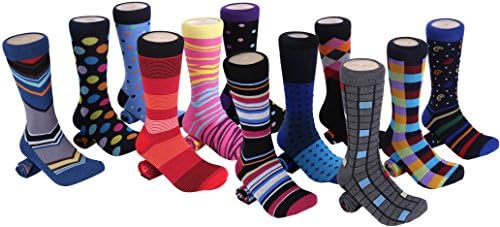 Мъжки Тържествено чорапи Marino - Ярки Страхотни Чорапи за мъже - Памучни Модни Чорапи-модел - 12 опаковки