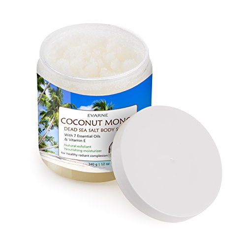 Скраб за тяло Evarne Coconut Monoi със сол от Мъртво море с 7 Етерични масла и витамин е