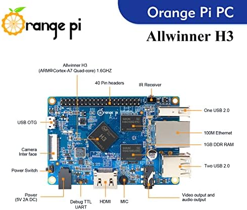 Orange Pi PC AllWinner H3 1 GB DDR3 A7 Четириядрен процесор 1,6 Ghz, Одноплатный компютър с отворен код, Микроконтролер, Мини-КОМПЮТЪР,