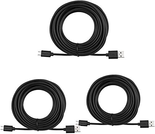 Удлинительный кабел Черен на цвят, за смяна на камерата Yi, Wyze Cam Pan V2 V3, Blink Mini, кабел NestCam Micro USB с дължина 25