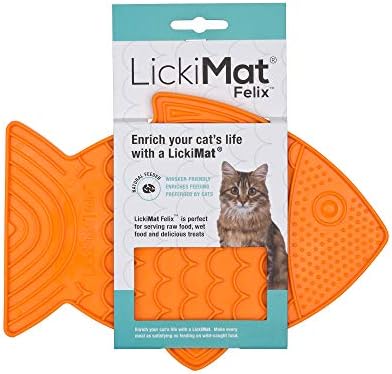 Lickimat Felix, подложка за бавно хранене на котки във формата на рибки, уменьшающий скука и притеснение; идеален за приготвяне