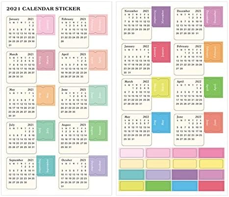Етикети на Месечен календар Цветни Етикети-Указатели, Разделители за Планиране, Етикети за 12 месеца, Насоки за Дневник срещи