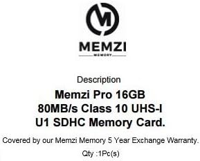 Карта памет MEMZI PRO 16GB Class 10 80 MB/SDHC карта за цифров фотоапарат Panasonic Lumix DMC-ZS100, DMC-ZS100S, DMC-ZS60, DMC-ZS60K, DMC-ZS50,
