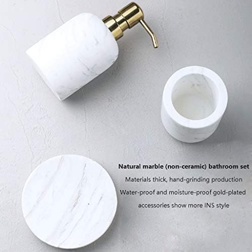 Комплект аксесоари за баня от мрамор DEPILA Shower Помпа Включва Опаковка сапун, Държач за четка за зъби, Опаковка за сапун ястия