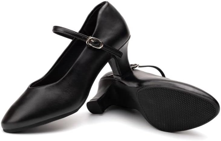 JUODVMP/Дамски Модерни Танцови обувки със затворени пръсти и Т-Образно Каишка За Професионална Латино Салса, Бални Танци, Обувки