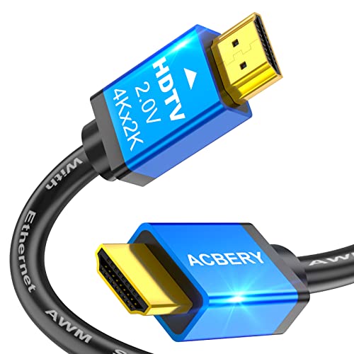 Кабел ACBERY 4K, HDMI 50 фута, Високата кабел HDMI 2.0 със скорост 18 Gbit/s, 4K @ 60Hz 2K 3D, HDR 2160P ARC и Ethernet-HDMI Кабел Кабел
