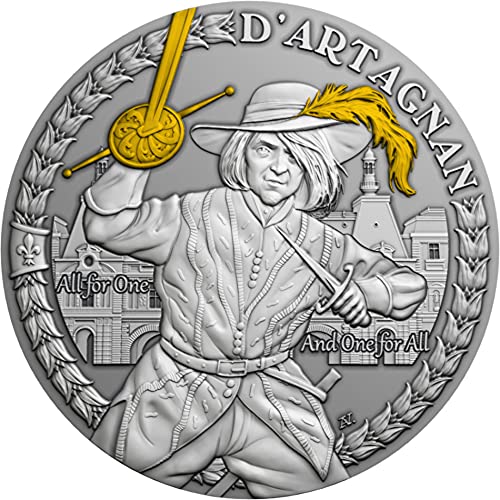 2021 Модерна Възпоменателна монета PowerCoin Д ' Артаньян и Три Мускетари 1 Унция Сребърна монета 1$ Ниуе 2021 Антични гарнитури