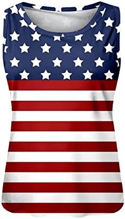 На 4 юли, Ризи за жени с Флага на САЩ, Летни Върховете на Бретелях Без Ръкави, С кръгло деколте, Патриотическая Тениска с