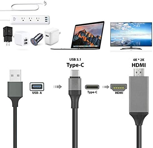 Работи от Tek Styz PRO USB-C HDMI е съвместим с Samsung Galaxy A12 с резолюция от 4k с пристанище, храна, 6-футовым кабел при пълно 2160p @ 60Hz, 6-футовым / 2-метров кабел [Съвместим с сиво / Thunderb