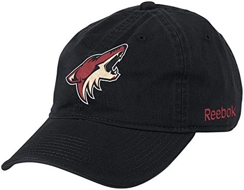 Логото на Reebok Arizona Coyotes, Однотонная Черна Шапка с Регулируема Катарама и Сутулостью, Шапка